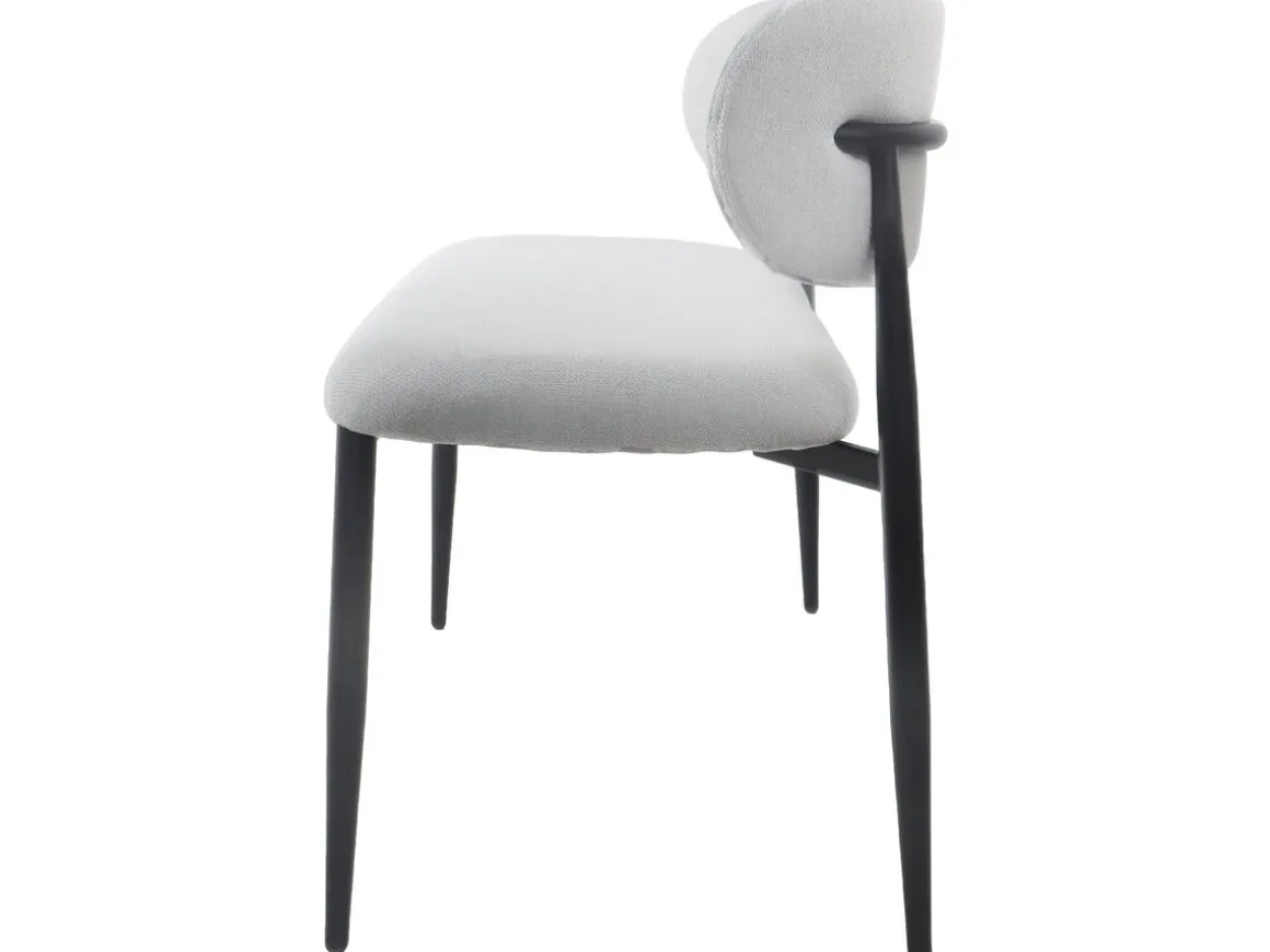 Banc de salle à manger en tissu - 110 cm - "Sélène" - 3 places - Gris clair et Noir