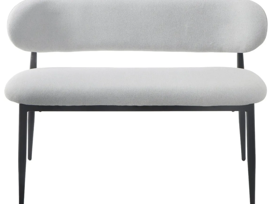 Banc de salle à manger en tissu - 110 cm - "Sélène" - 3 places - Gris clair et Noir