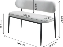 Banc de salle à manger en tissu - 110 cm -