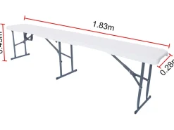 Banc pliant en métal "Foldy" - 183 x 29 x 42 cm - Blanc