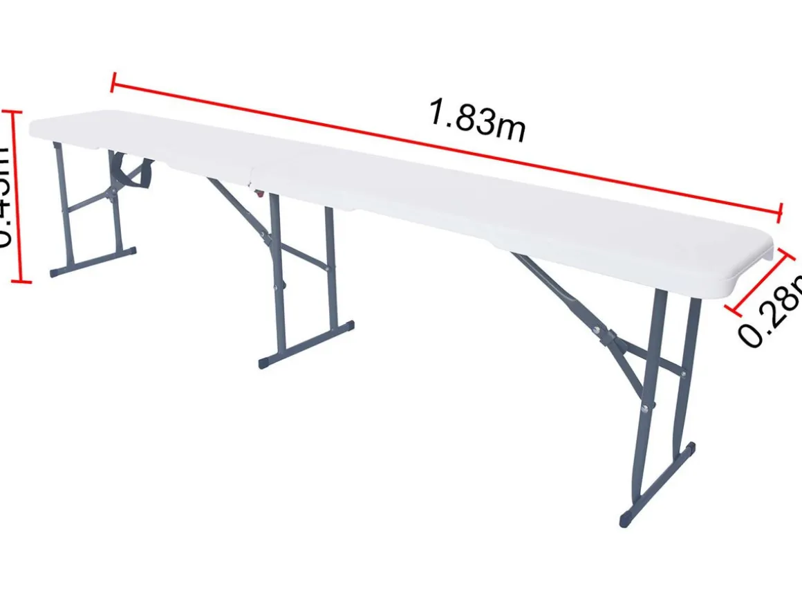 Banc pliant en métal "Foldy" - 183 x 29 x 42 cm - Blanc