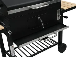 Barbecue charbon avec tablettes latérales et grilles réglables "Marquis" - Noir