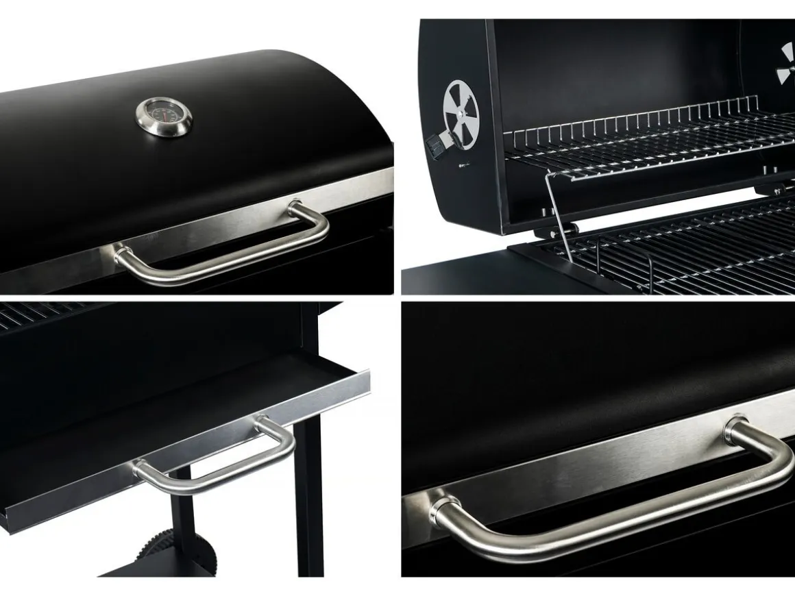 Barbecue charbon de bois "Bizon" - 119 x 50 x 101 cm - Noir