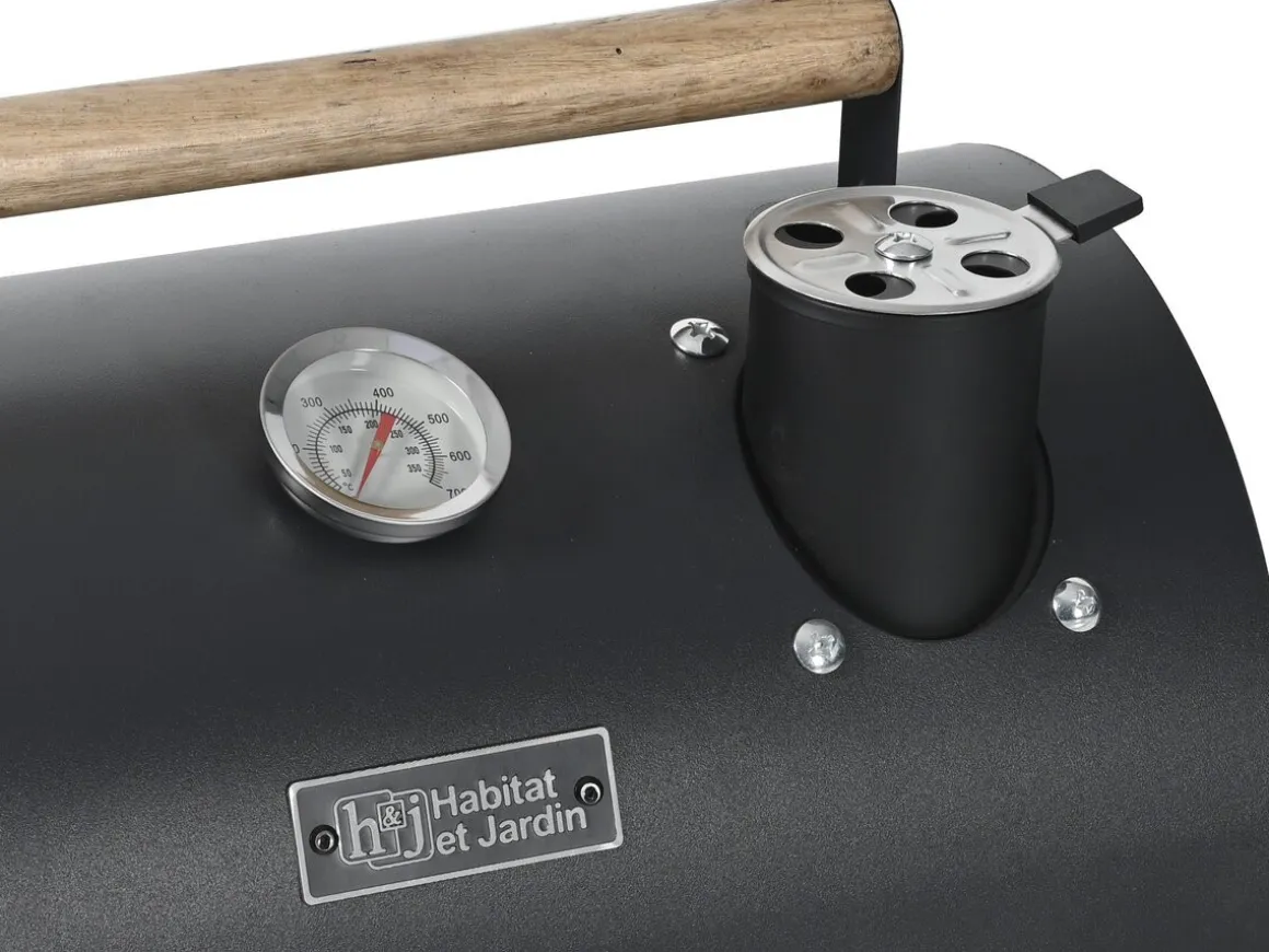 Barbecue charbon de bois portable "Captain" - 42 x 27 x 43 cm - Noir