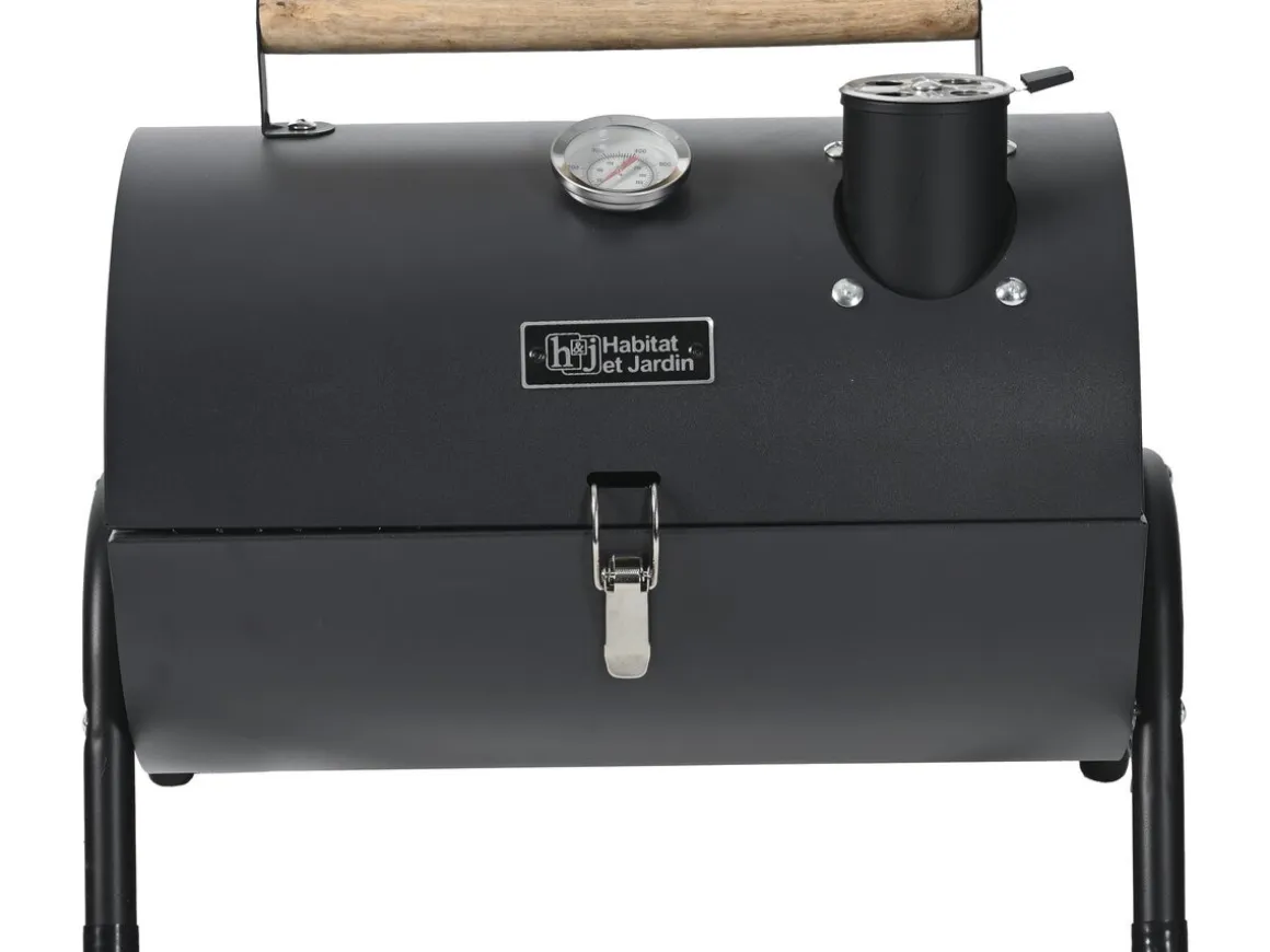 Barbecue charbon de bois portable "Captain" - 42 x 27 x 43 cm - Noir