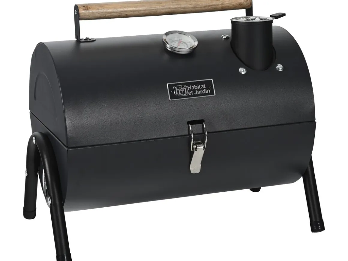 Barbecue charbon de bois portable "Captain" - 42 x 27 x 43 cm - Noir