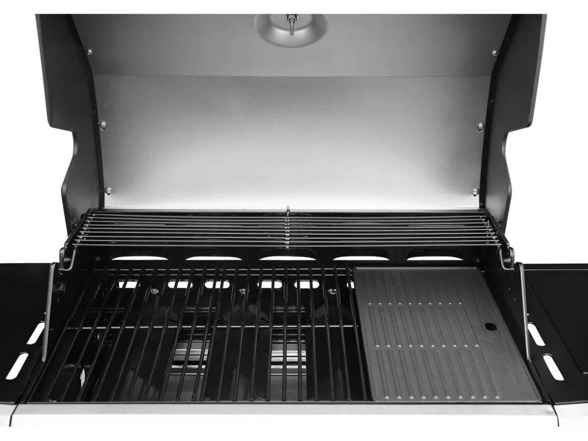 Barbecue gaz avec LED "Bingo 5" - 5 Brûleurs dont 1 latéral - 15.2kW + Housse protection - Argenté