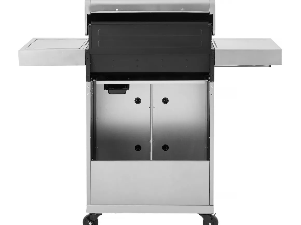 Barbecue gaz en inox avec 5 brûleurs dont 1 latéral "Brazzo" - 118 x 57 x 104 cm - Gris clair