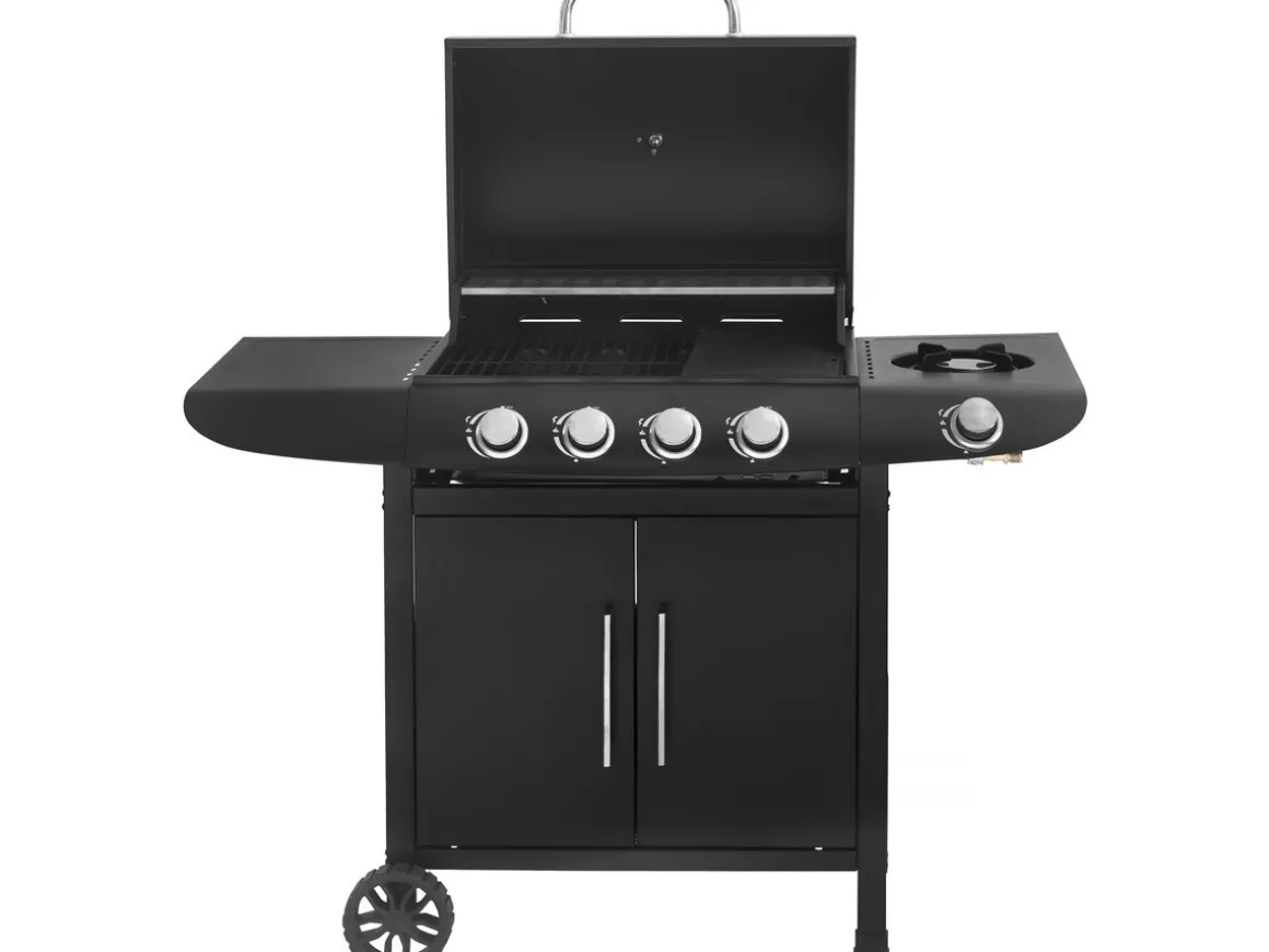 Barbecue gaz "Feria 5" - 5 brûleurs dont 1 latéral - 14,5 kw - Noir
