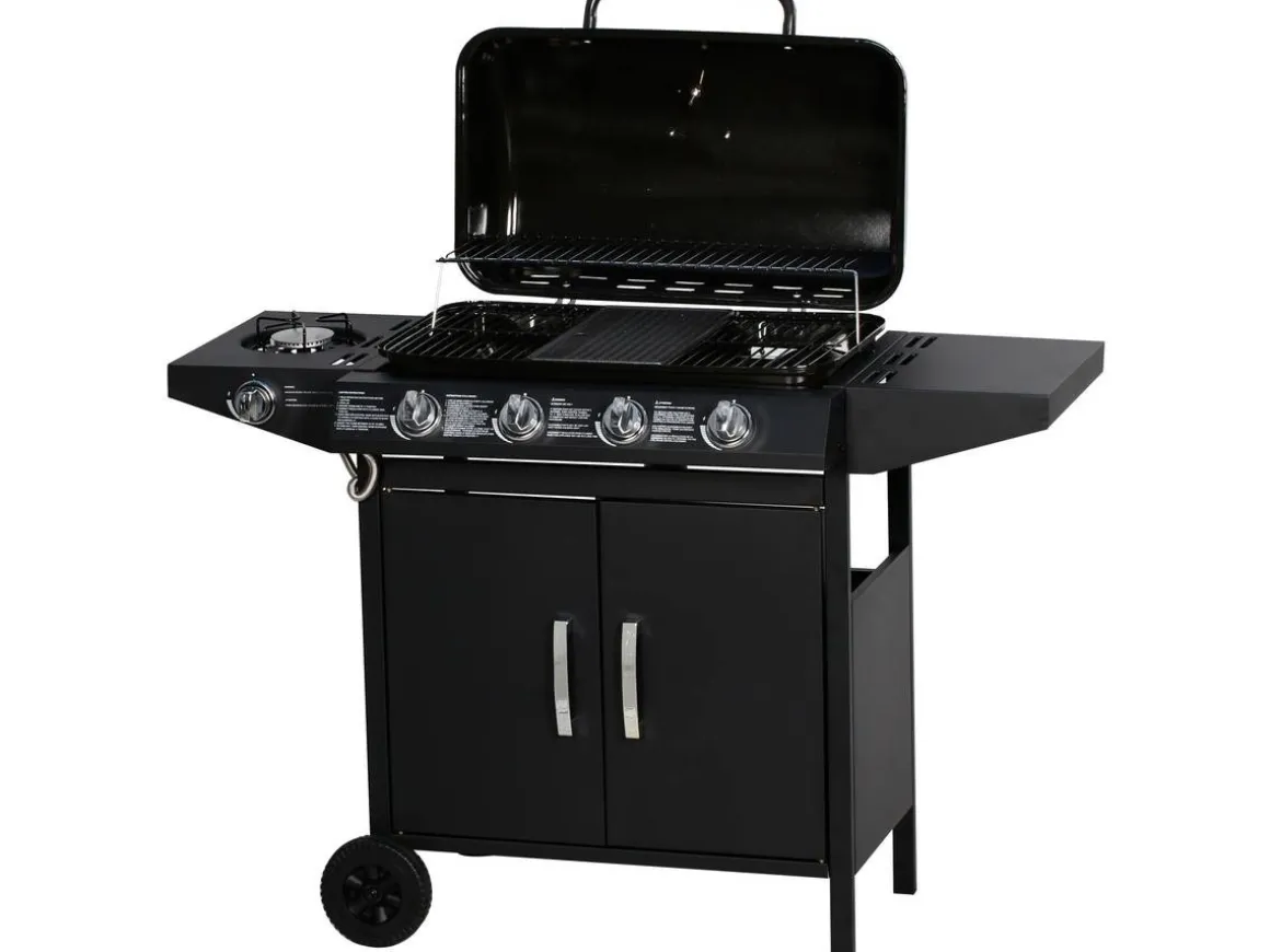Barbecue gaz "Festa 5" - 5 brûleurs dont 1 latéral - 12.9 Kw- Noir