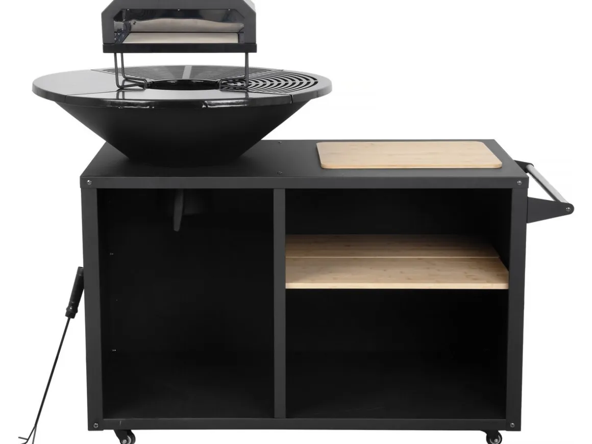 Barbecue plancha brasero avec four à pizza "Maréchal" - Ø 81 cm - Noir