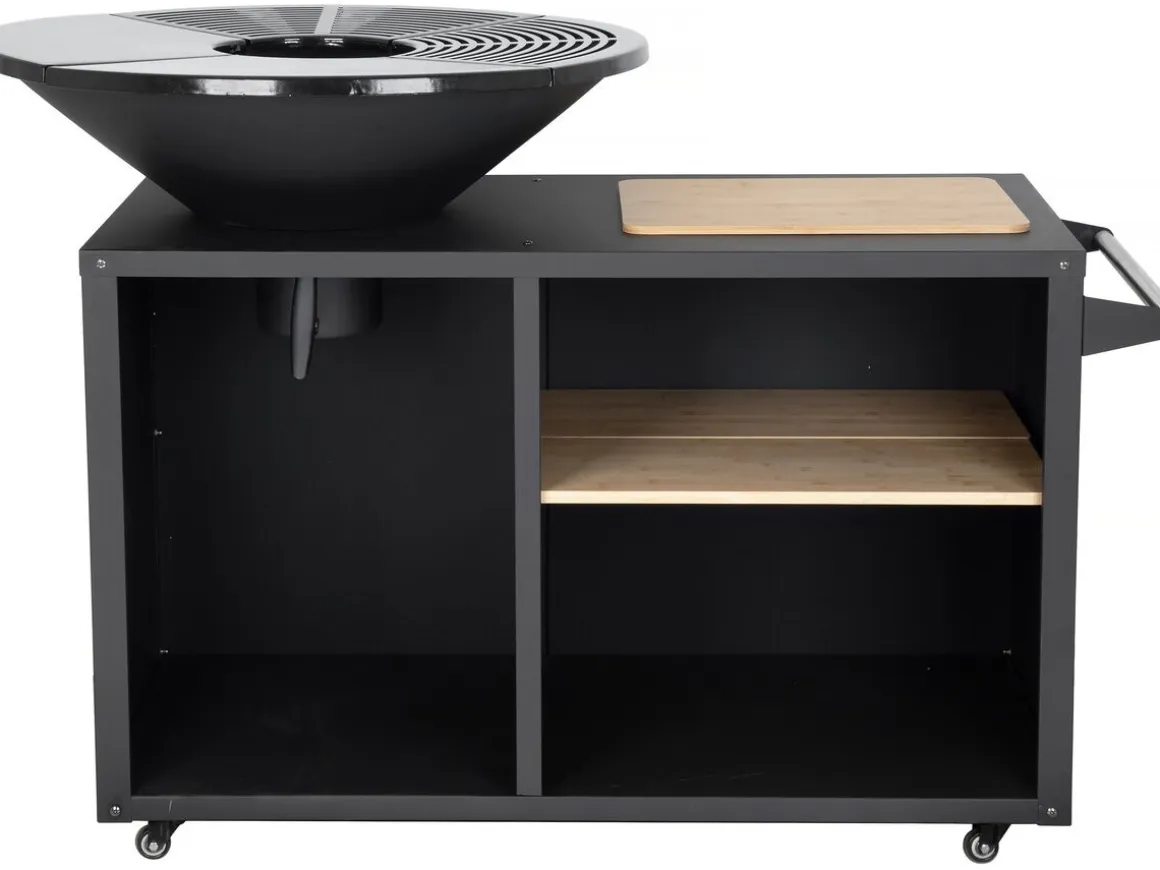 Barbecue plancha brasero à charbon et bois "Maréchal" - Ø 81 cm - Noir