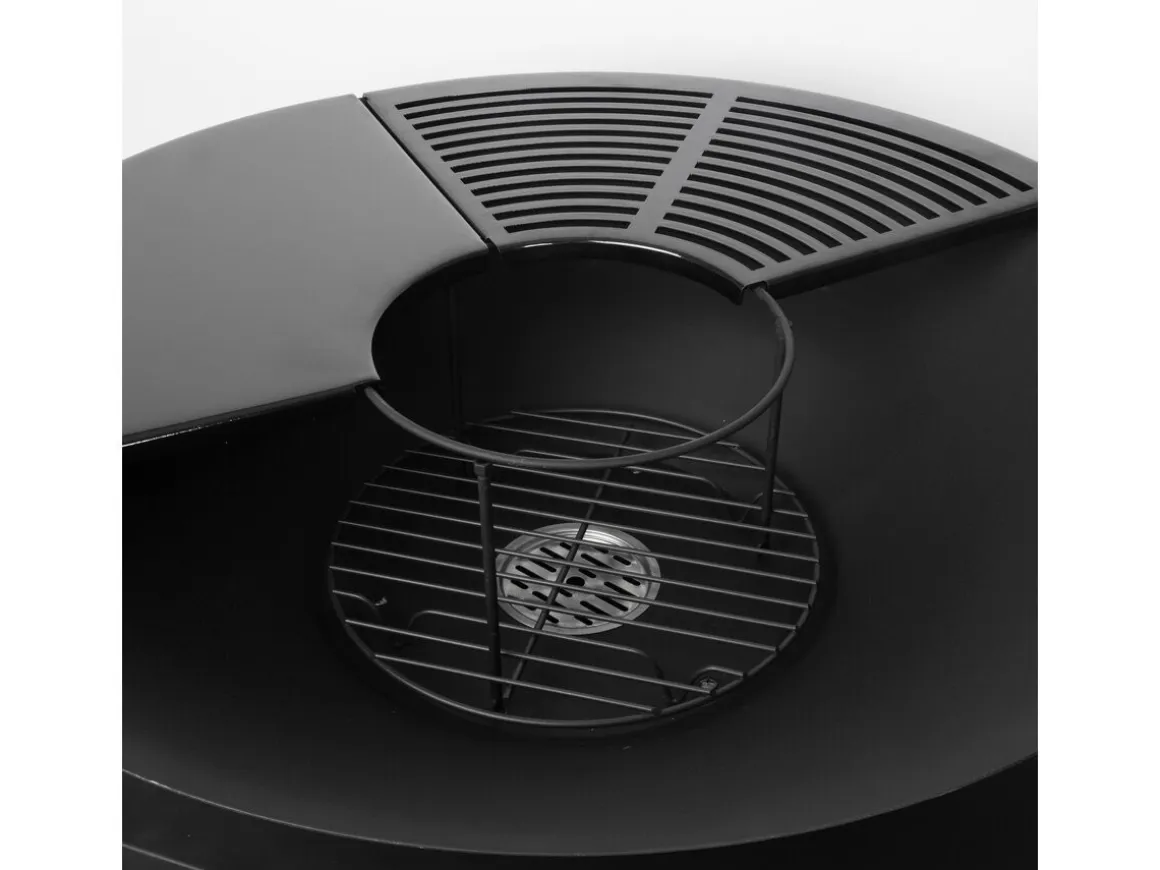 Barbecue plancha brasero à charbon et bois "Maréchal" - Ø 81 cm - Noir