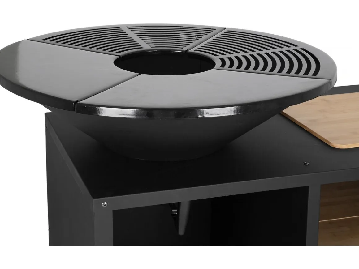 Barbecue plancha brasero à charbon et bois "Maréchal" - Ø 81 cm - Noir