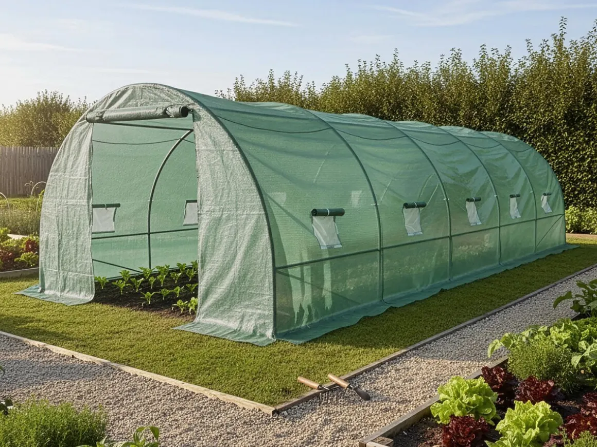 Bâche pour serre tunnel de jardin "Lys" - 24 m² - 130g - Vert