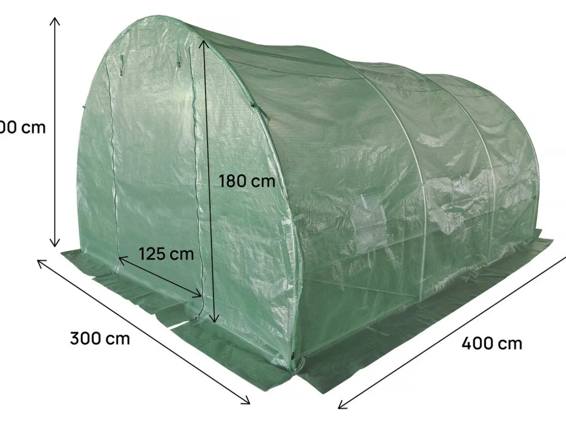 Bâche pour serre tunnel de jardin "Lys" - 12 m² - 130g - Vert