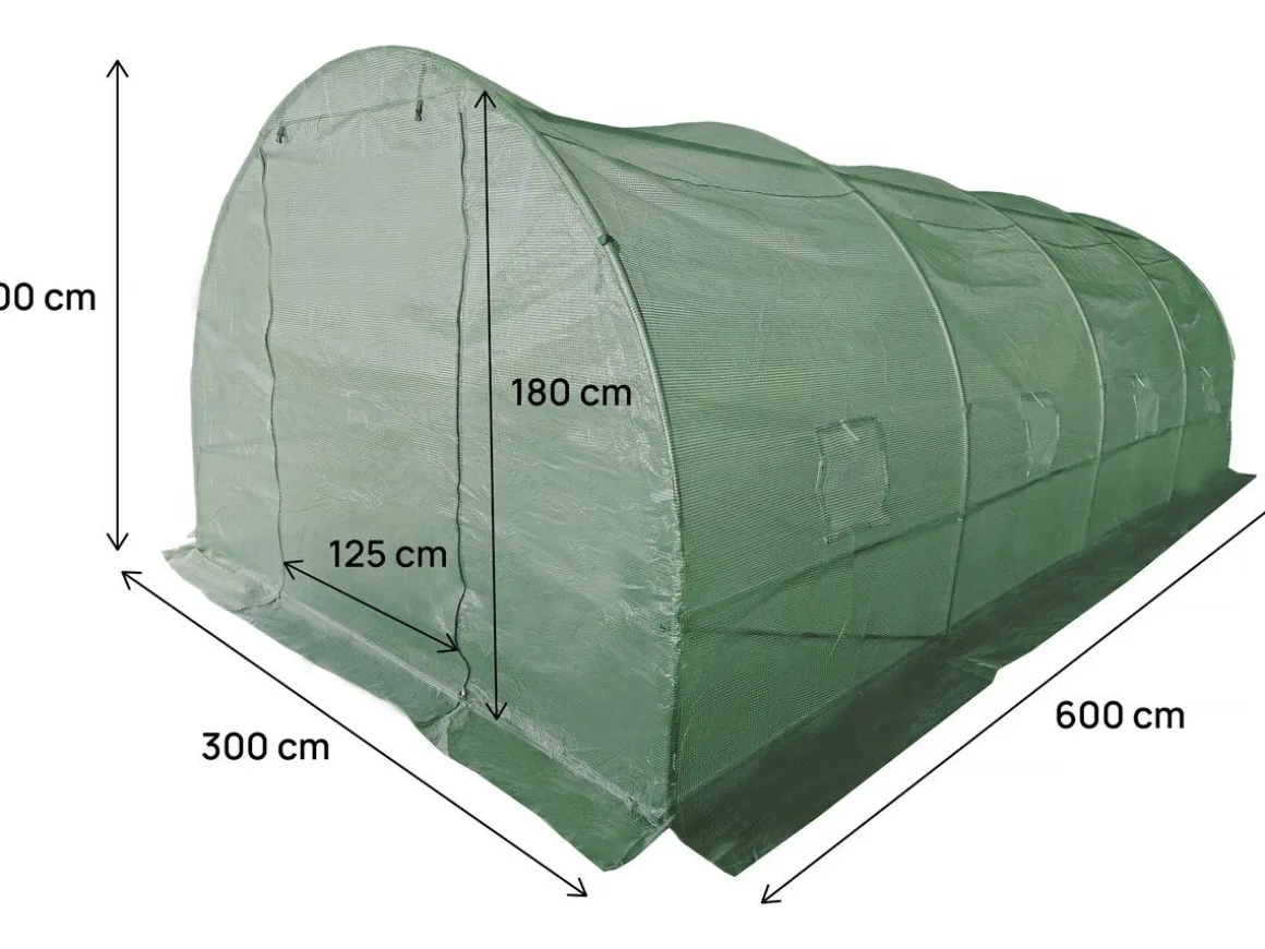 Bâche pour serre tunnel de jardin "Lys" - 18 m² - 130g - Vert