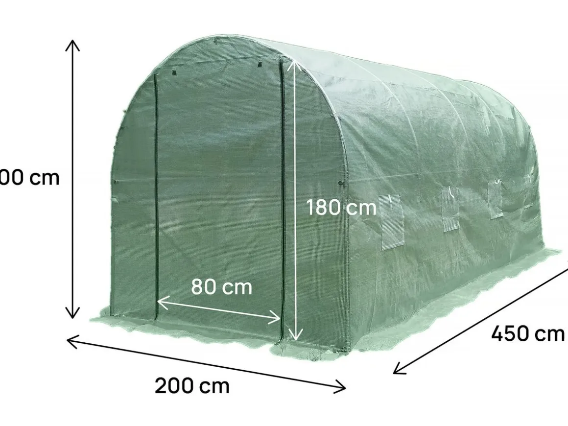 Bâche pour serre tunnel de jardin "Lys" - 9 m² - 130g - Vert