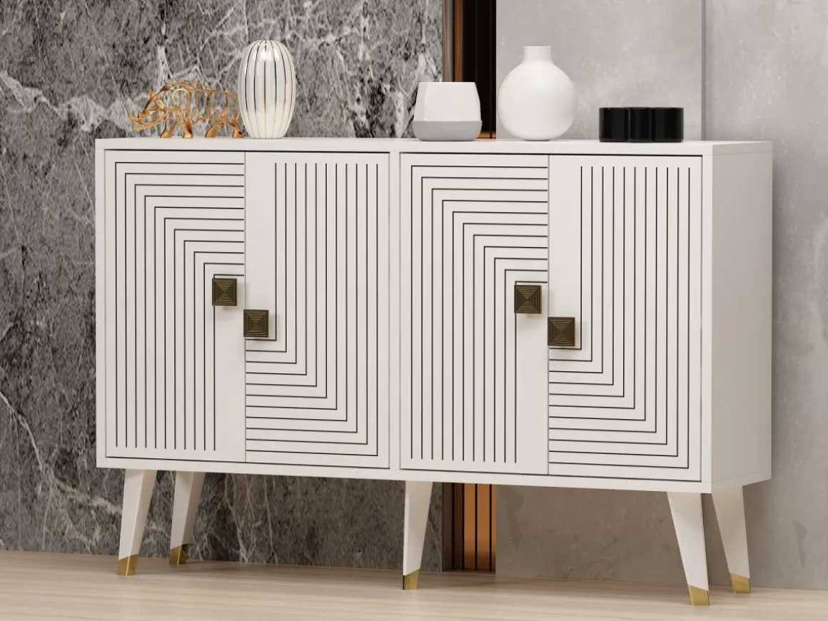Buffet en bois "Ahart" - 120 x 30 x 80 cm - Blanc
