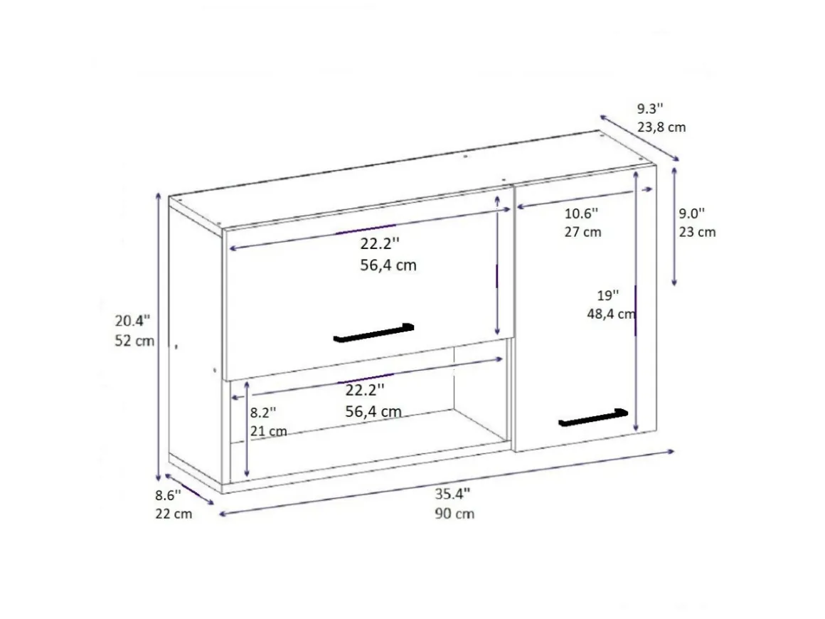 Buffet en bois "Akasya" - 90 x 24 x 52 cm - Blanc