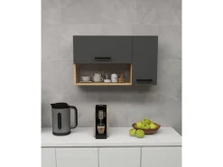 Buffet en bois "Akasya" - 90 x 24 x 52 cm - Gris anthracite