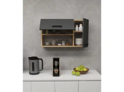 Buffet en bois "Akasya" - 90 x 24 x 52 cm - Gris anthracite