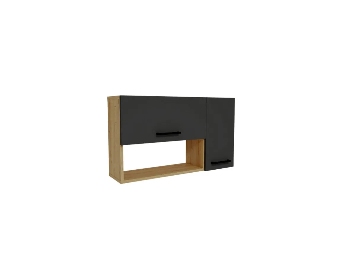 Buffet en bois "Akasya" - 90 x 24 x 52 cm - Gris anthracite