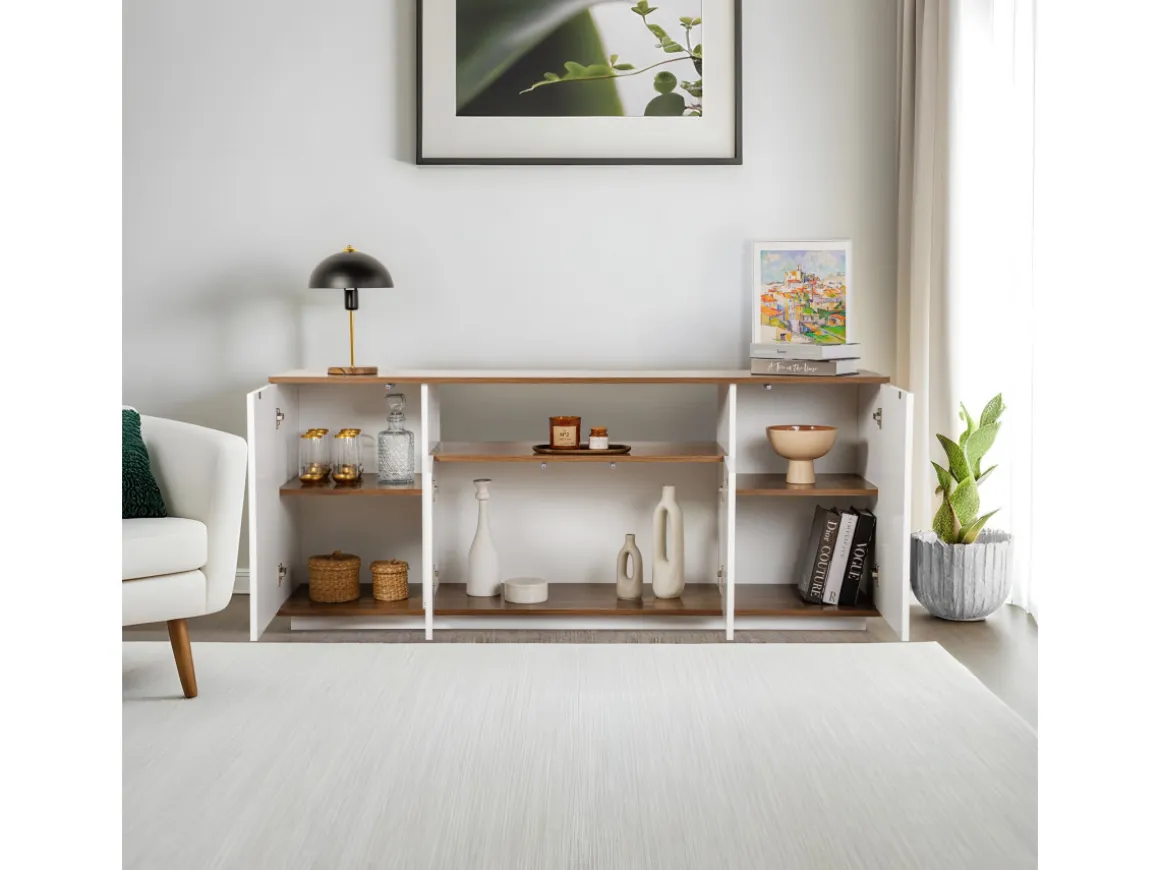 Buffet en bois "Arista" - 180 x 44 x 75 cm - Blanc