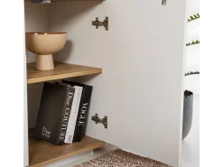 Buffet en bois "Arista" - 180 x 44.5 x 75 cm - Blanc / Chêne Cadiz