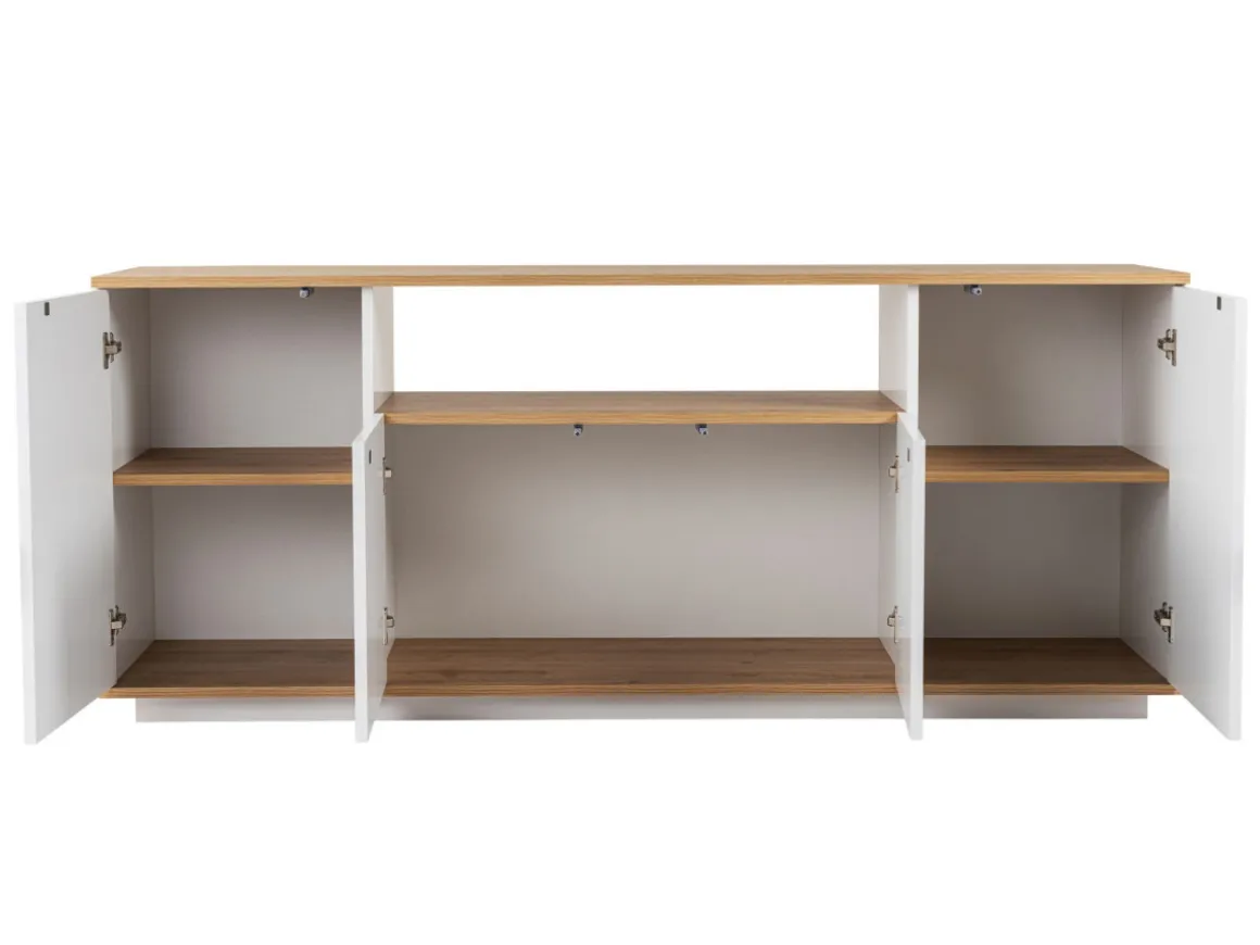 Buffet en bois "Arista" - 180 x 44.5 x 75 cm - Blanc / Chêne Cadiz