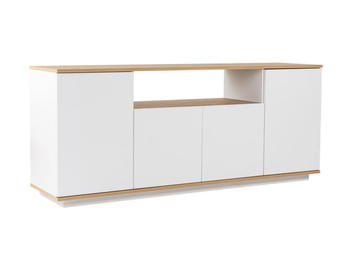 Buffet en bois "Arista" - 180 x 44.5 x 75 cm - Blanc / Chêne Cadiz