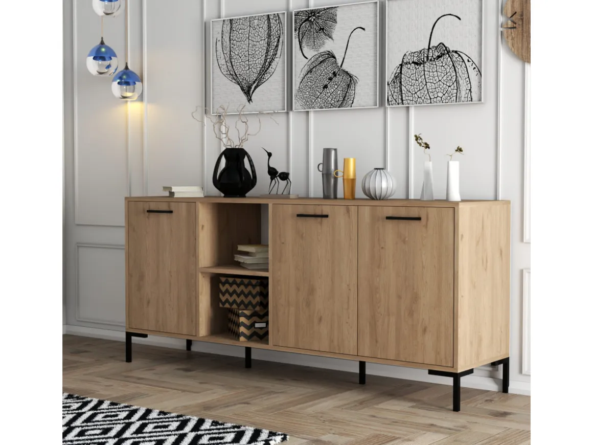 Buffet en bois "Aurora" - 180 x 45 x 80 cm - Marron
