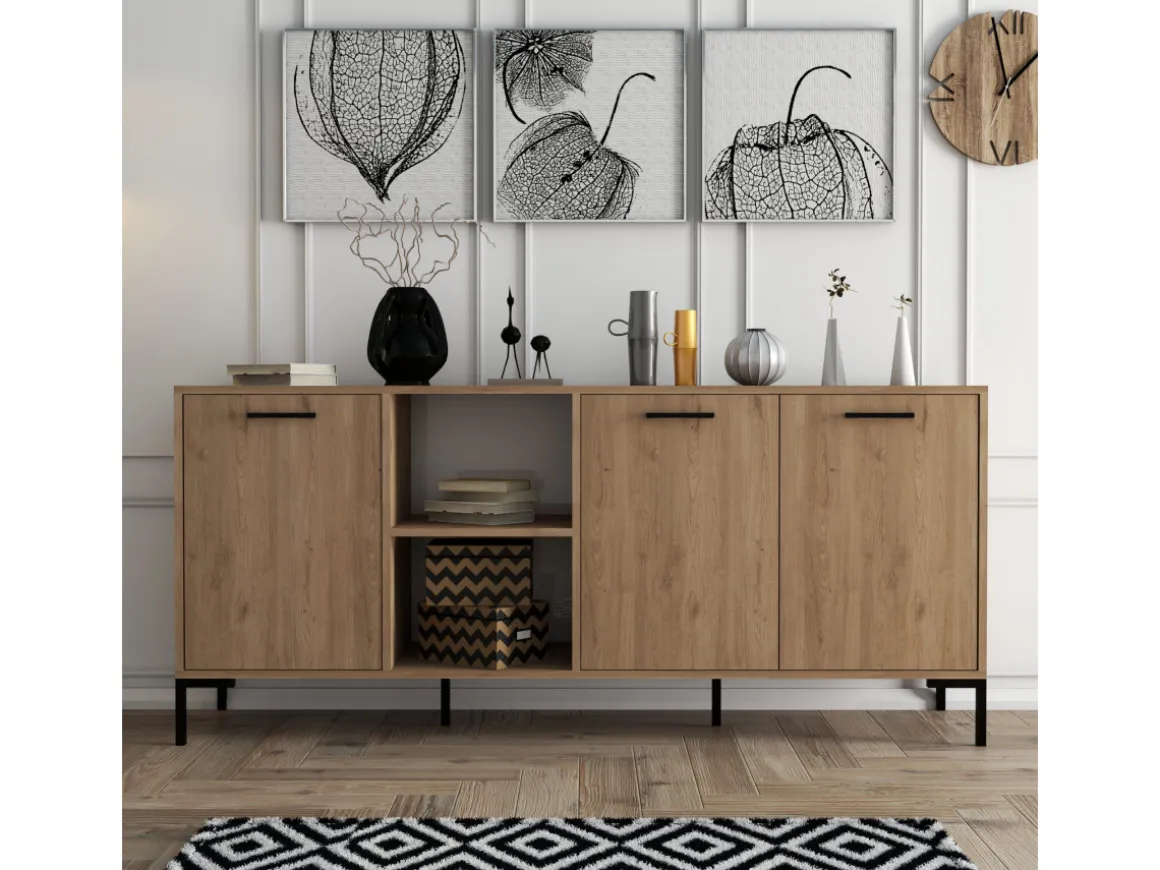 Buffet en bois "Aurora" - 180 x 45 x 80 cm - Marron