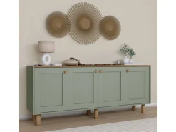 Buffet en bois "Bohem" - 180 x 40 x 75 cm - Vert
