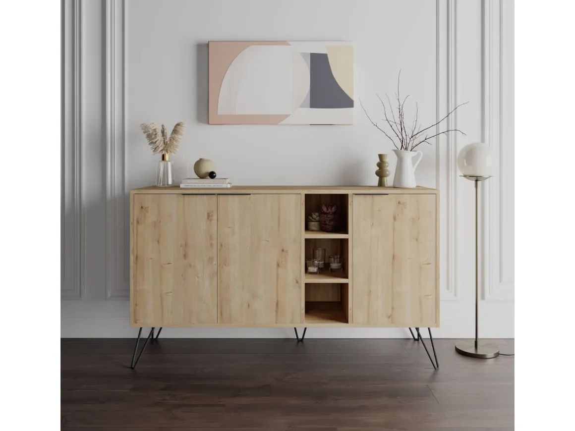 Buffet en bois "Clara" - 142 x 36 x 83 cm - Beige