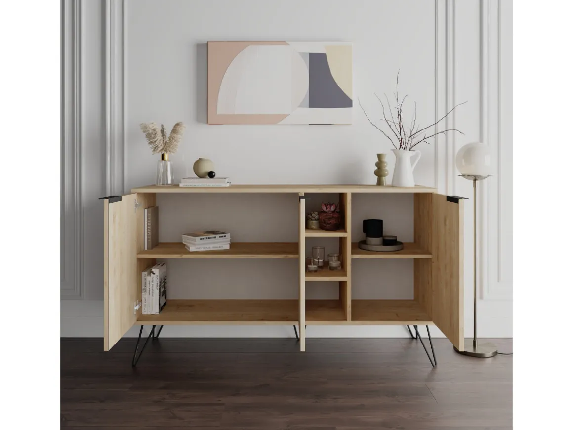 Buffet en bois "Clara" - 142 x 36 x 83 cm - Beige