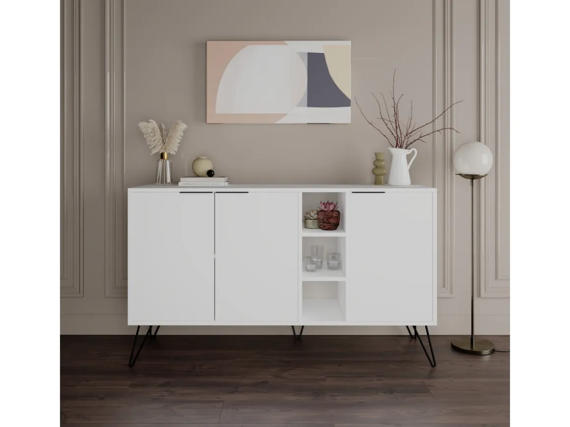 Buffet en bois "Clara" - 142 x 35 x 83 cm - Blanc