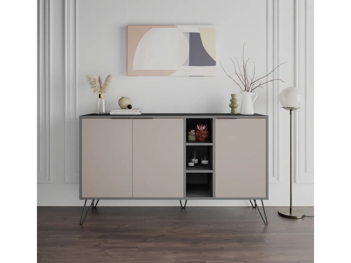 Buffet en bois "Clara" - 142 x 36 x 83 cm - Moka clair