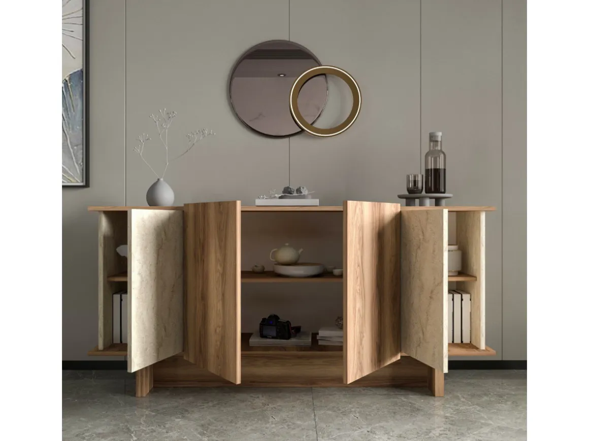 Buffet en bois "Diana" - 180 x 40 x 81 cm - Travertin