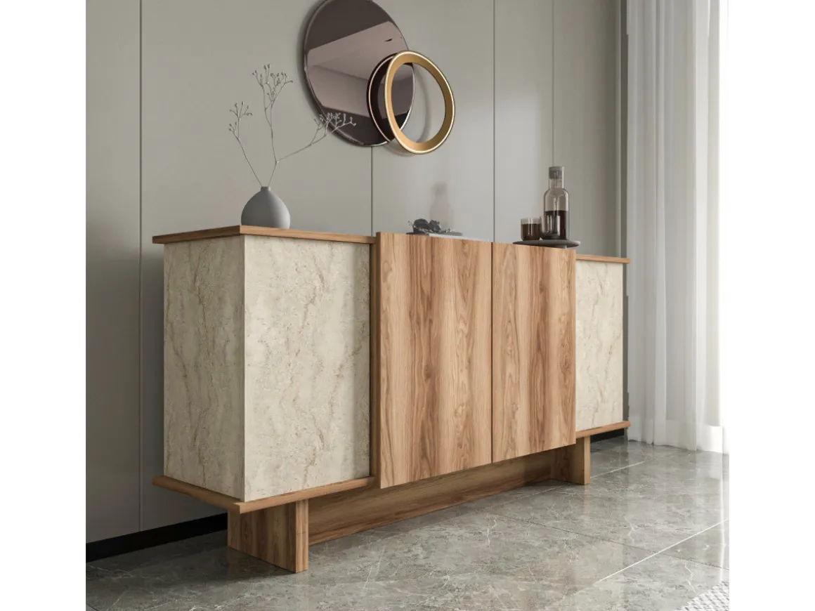 Buffet en bois "Diana" - 180 x 40 x 81 cm - Travertin
