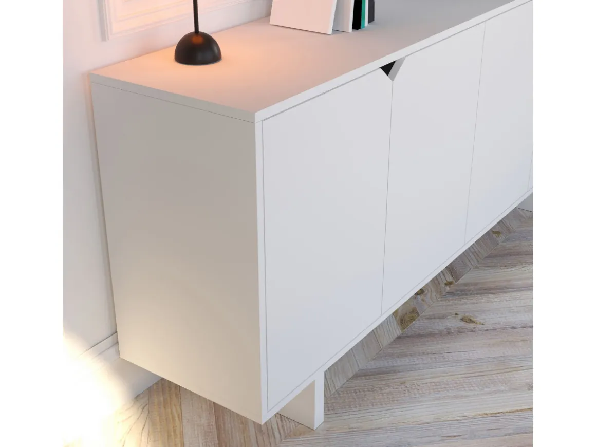Buffet en bois "Doruk" - 180 x 40 x 81 cm - Blanc