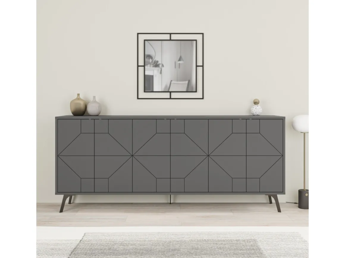 Buffet en bois "Dune" - 183 x 35 x 77 cm - Anthracite