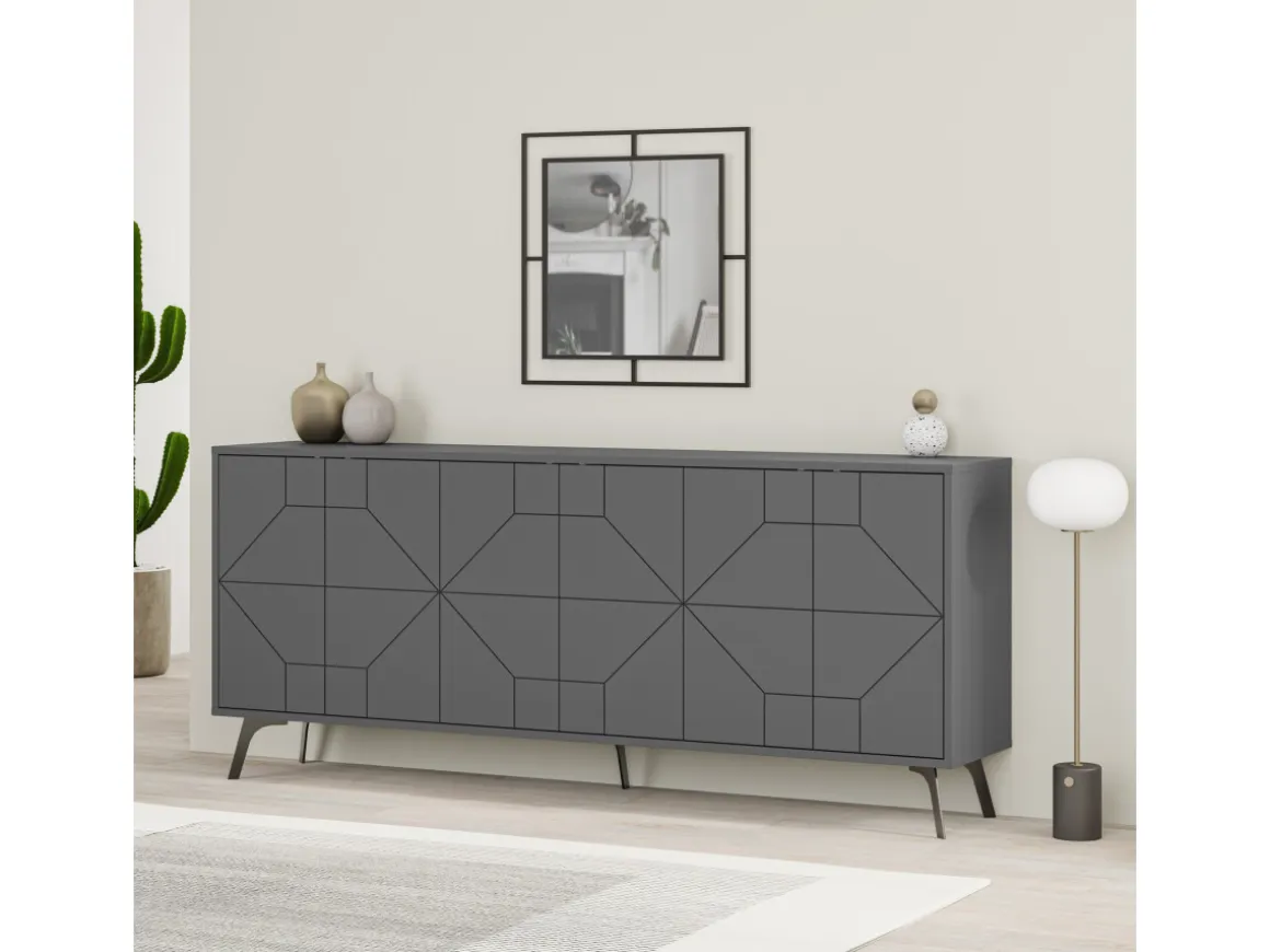 Buffet en bois "Dune" - 183 x 35 x 77 cm - Anthracite