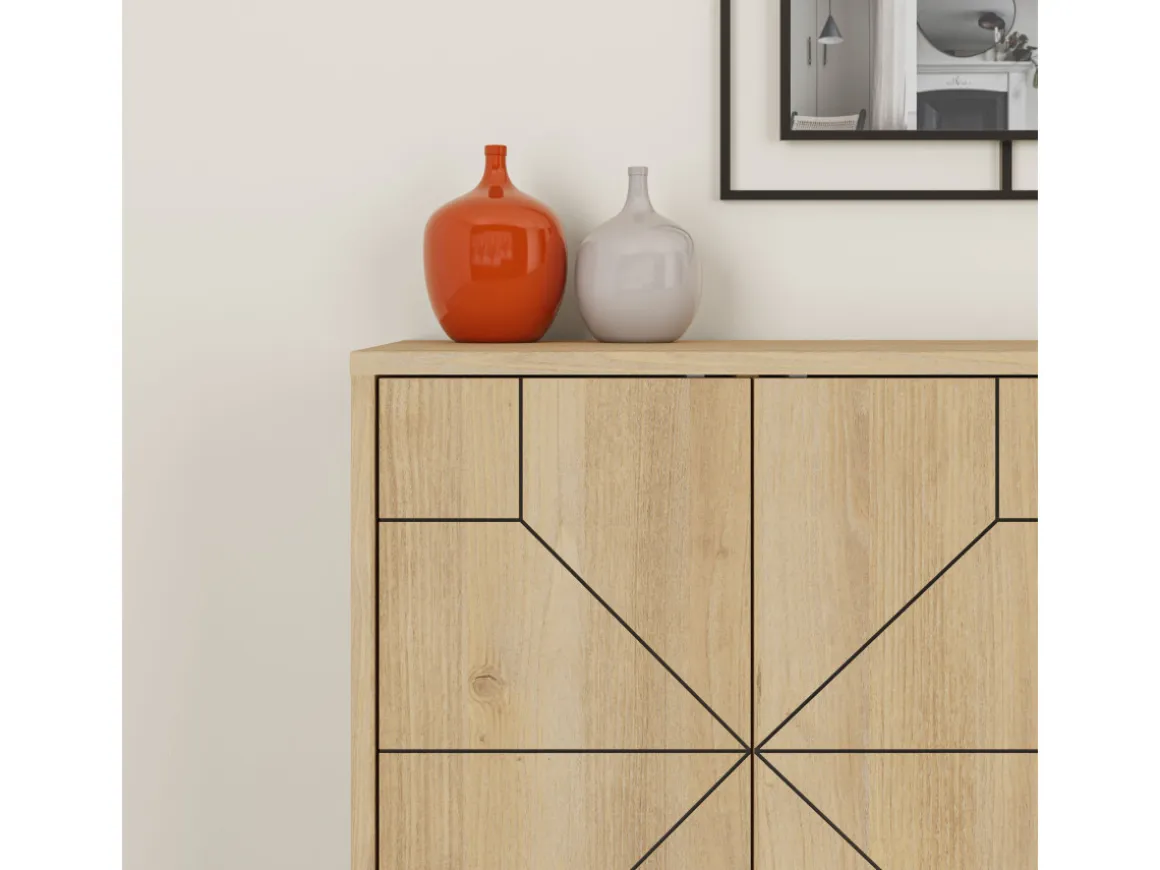 Buffet en bois "Dune" - 123 x 35 x 62 cm - Beige