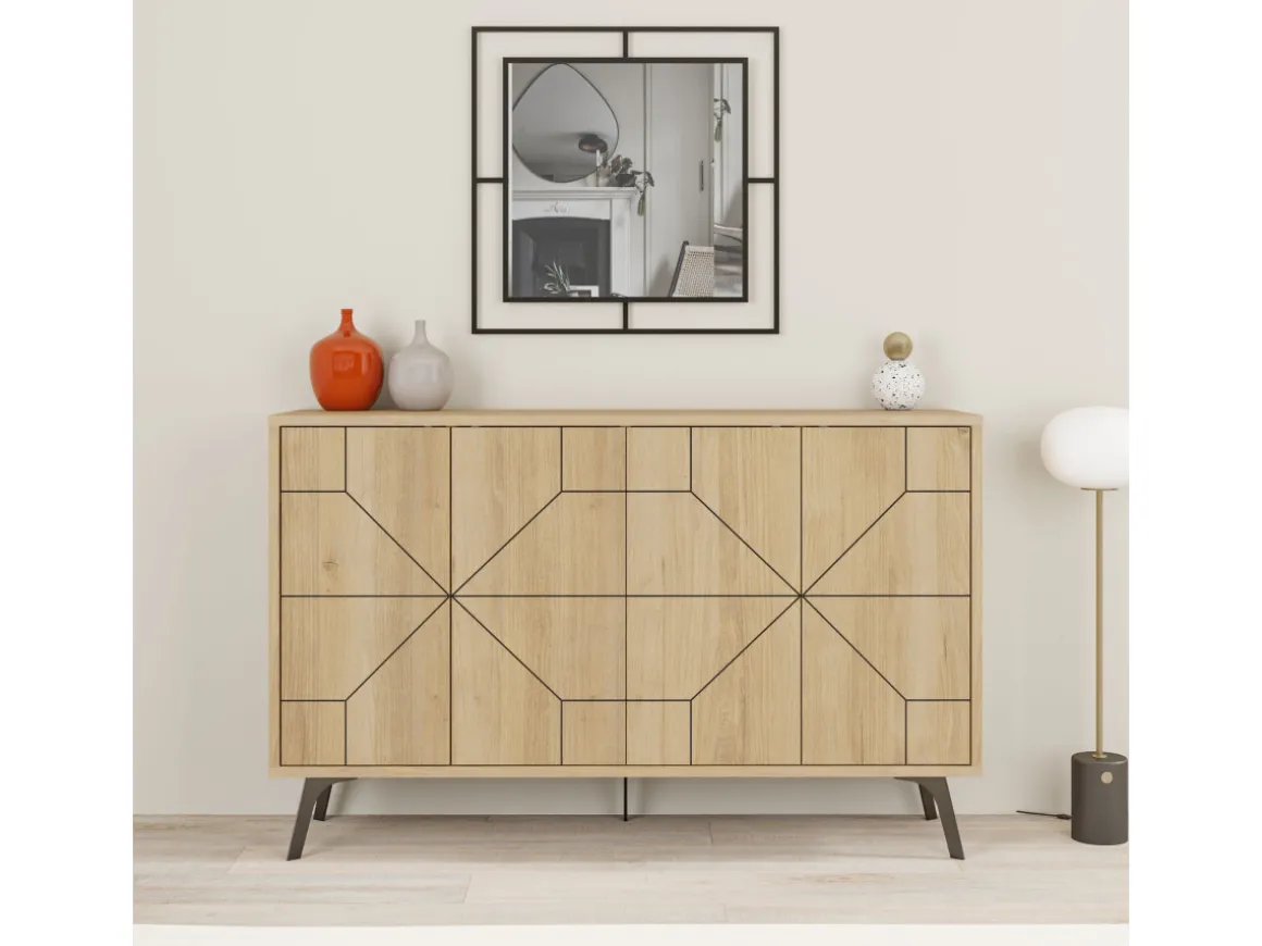 Buffet en bois "Dune" - 123 x 35 x 62 cm - Beige