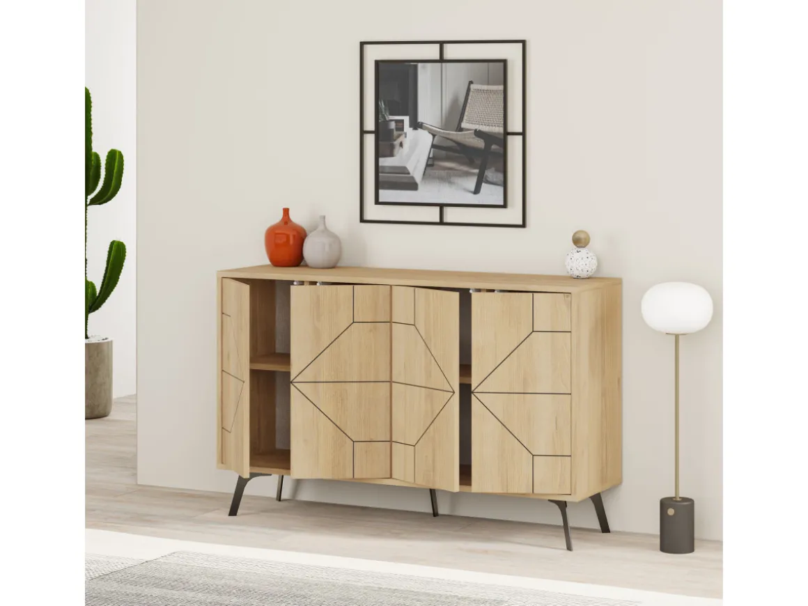 Buffet en bois "Dune" - 123 x 35 x 62 cm - Beige