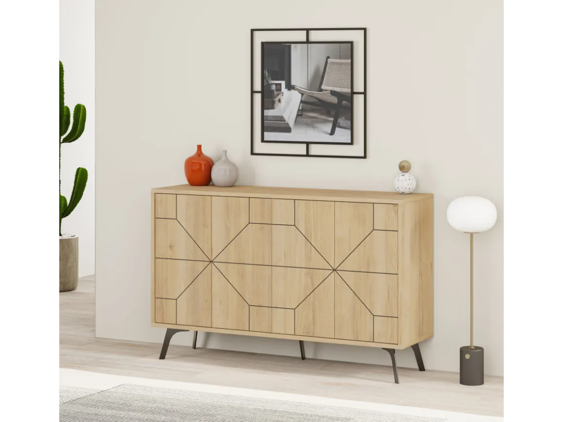 Buffet en bois "Dune" - 123 x 35 x 62 cm - Beige