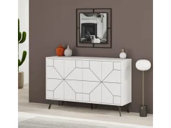Buffet en bois "Dune" - 123 x 35 x 62 cm - Blanc