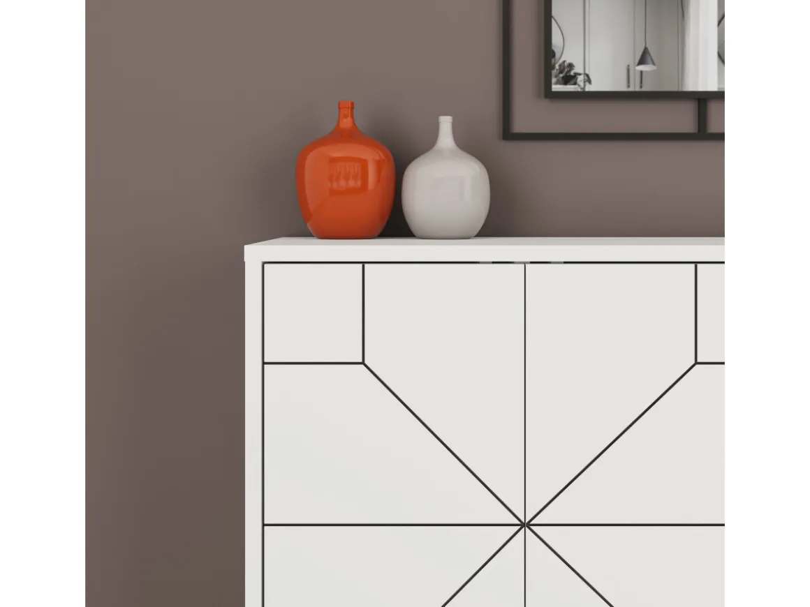 Buffet en bois "Dune" - 123 x 35 x 62 cm - Blanc
