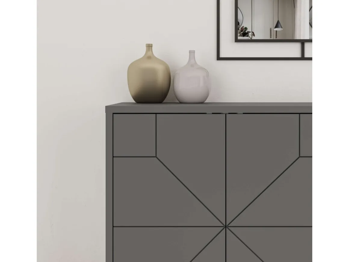Buffet en bois "Dune" - 123 x 35 x 62 cm - Gris anthracite